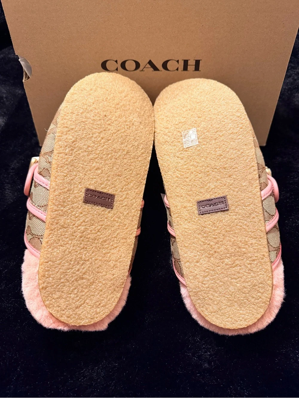 Coach Ashton Clog Signature Jacquard Tan/Pink Petal Size 8 New Box CW680